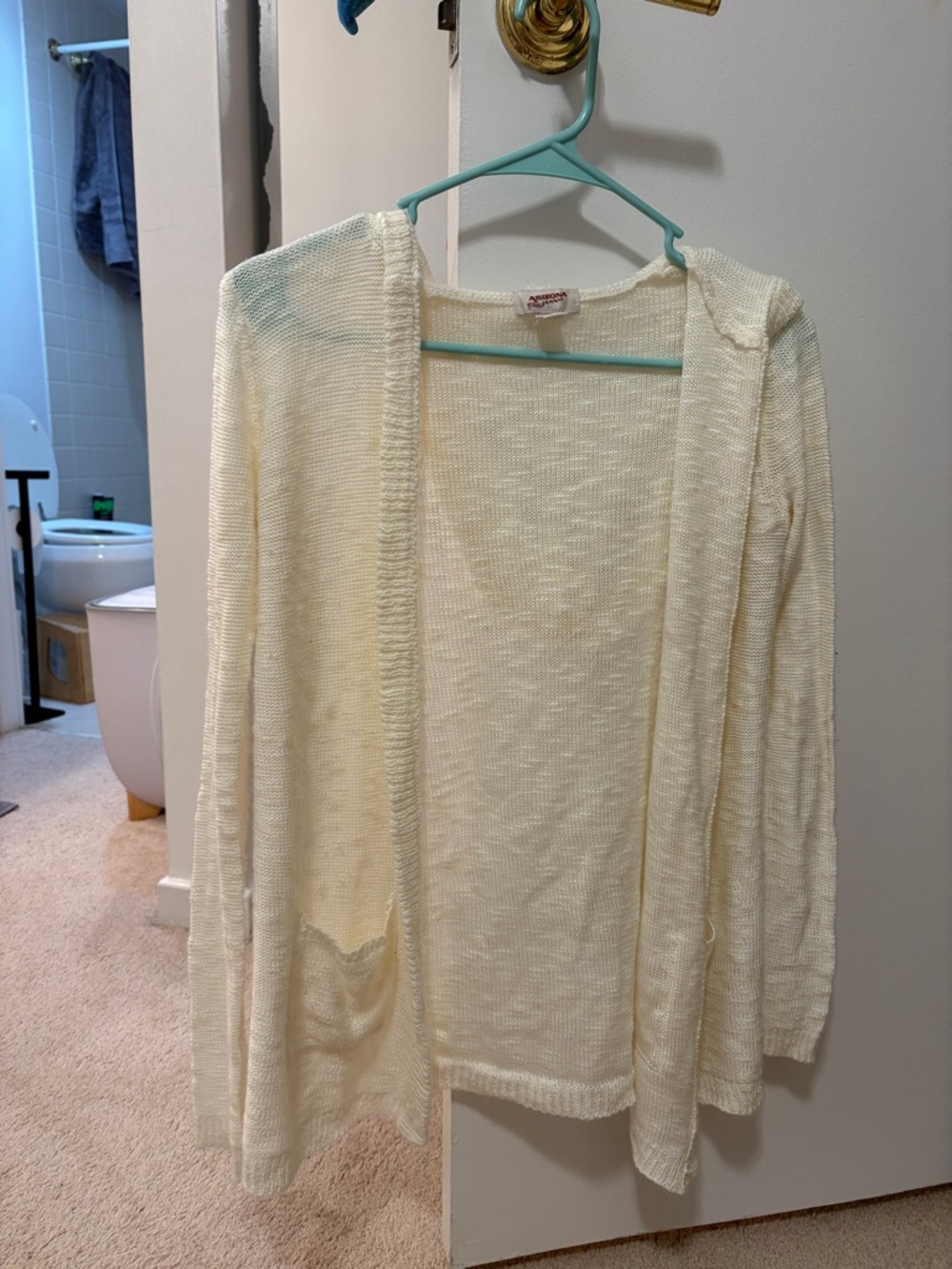 Light Cream Open-Front Women's Sweater Cardigan
